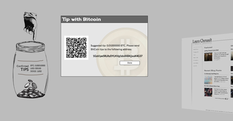 Bitcoin Tip Screen for LauraChenault.com