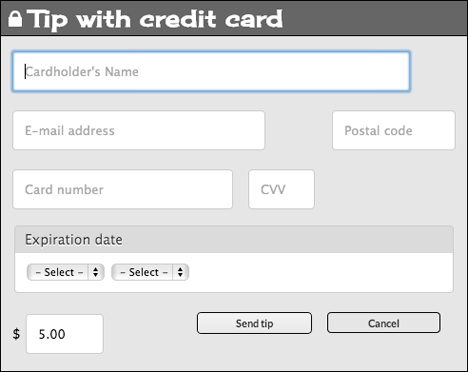 Credit Card Entry Form for LauraChenault.com