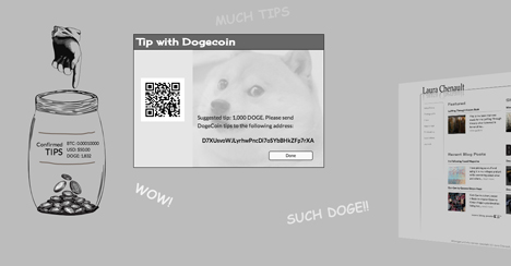 Dogecoin Tip Screen for LauraChenault.com