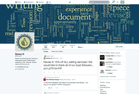 New Twitter Design for Revise It! 