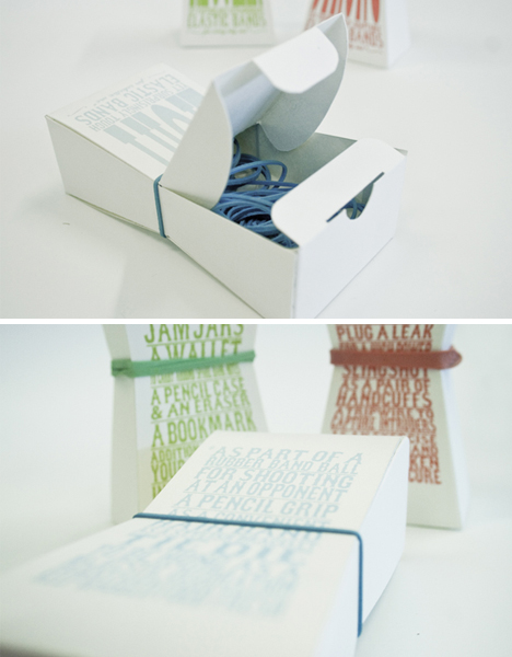 Rubber band packaging by Ric Bixter