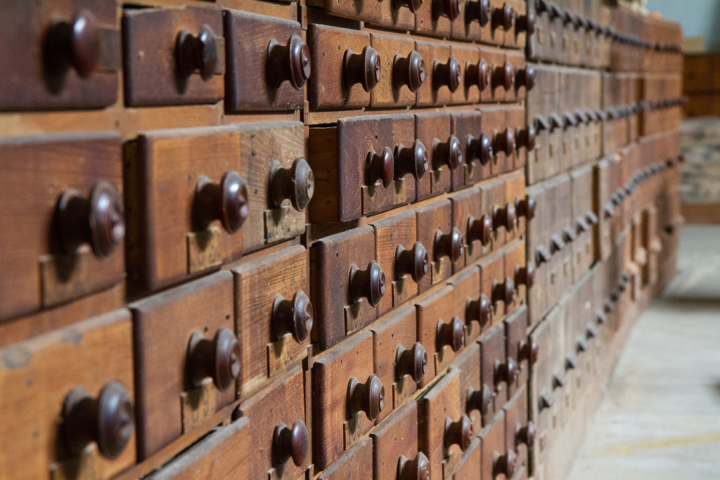 A photo of the type drawers at the Hamilton Type Museum