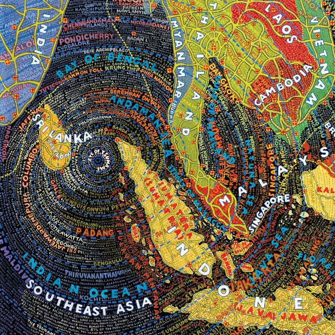 Detail of Southeast Asia by Paula Scher Maps
