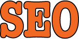 A graphic feautring the letters SEO in orange.